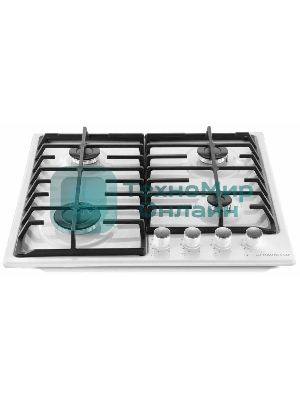 Газовая варочная панель Maunfeld EGHE.64.6CW/G, 4 конфорки, эмалированная сталь, белый