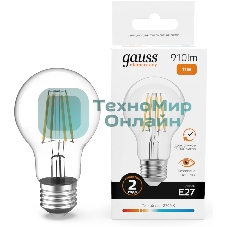 Лампа светодиодная филаментная Gauss Filament 11Вт цок.: E27 груша св. свеч. бел. теп. (упак.: 10 шт)