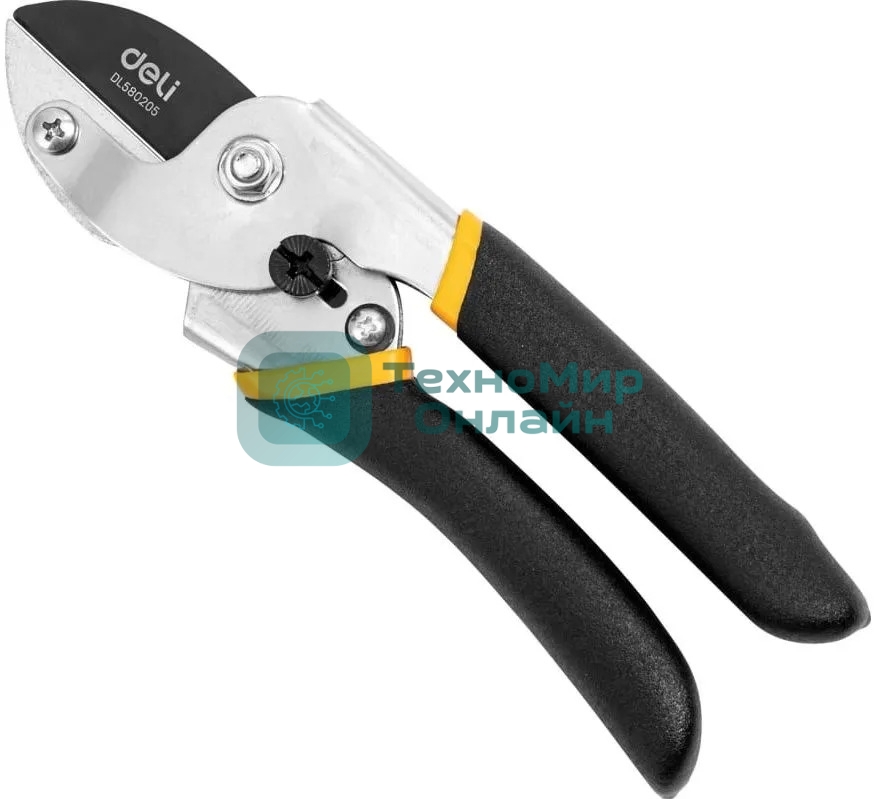 Секатор Deli DL580205 Размер 200 мм. Макс диаметр резки 15 мм. Сталь 55С. Термообработаная поверхность. Тефлоновая уплотненная пластиковая ручка.