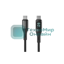 Кабель OLMIO GEEK, Type-C - Type-C, 60W, 1.2м, тканевая оплетка, LCD, черный
