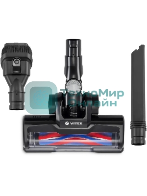 Пылесос вертикальный Vitek Starlight VT-8143 черный/серебристый, питание от аккумулятора, 35 Вт, уборка сухая, пылесборник 0.6 л, работа от АКБ max 30 мин