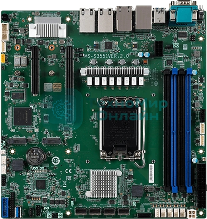 Серверная материнская плата MSI D1500-D1500GB4N-10G-HE, встроенный процессор Intel Xeon D-1500 (SoC), 4xDDR4 ECC RDIMM (до 128 ГБ), 4xSATA 6Gb/s, 4x1Gb LAN (Intel i350), 2x10Gb LAN (SFP+), 2xPCIe 3.0 x8, 1xM.2, 2xUSB-A 3.0, 2xUSB-A 2.0, 1xVGA, 1xCOM, IPMI 2.0, Mini-ITX