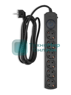 Сетевой фильтр Ippon BK-6-EU-3-16-B 3 м, 6 розеток, черный, коробка