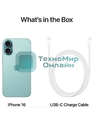 Смартфон Apple iPhone 16 A3287, 8/128Gb, бирюзовый