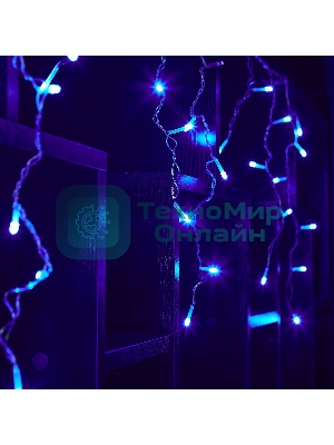Бахрома светодиодная Uniel 1,8м 48 светодиодов синий свет Провод прозрачный ULD-B1805-048/DTA BLUE IP20