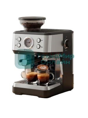 Кофемашина рожковая SA-6122 1050 Вт 1,6 л 20 бар, серебряный/черный, со встроенной кофемолкой