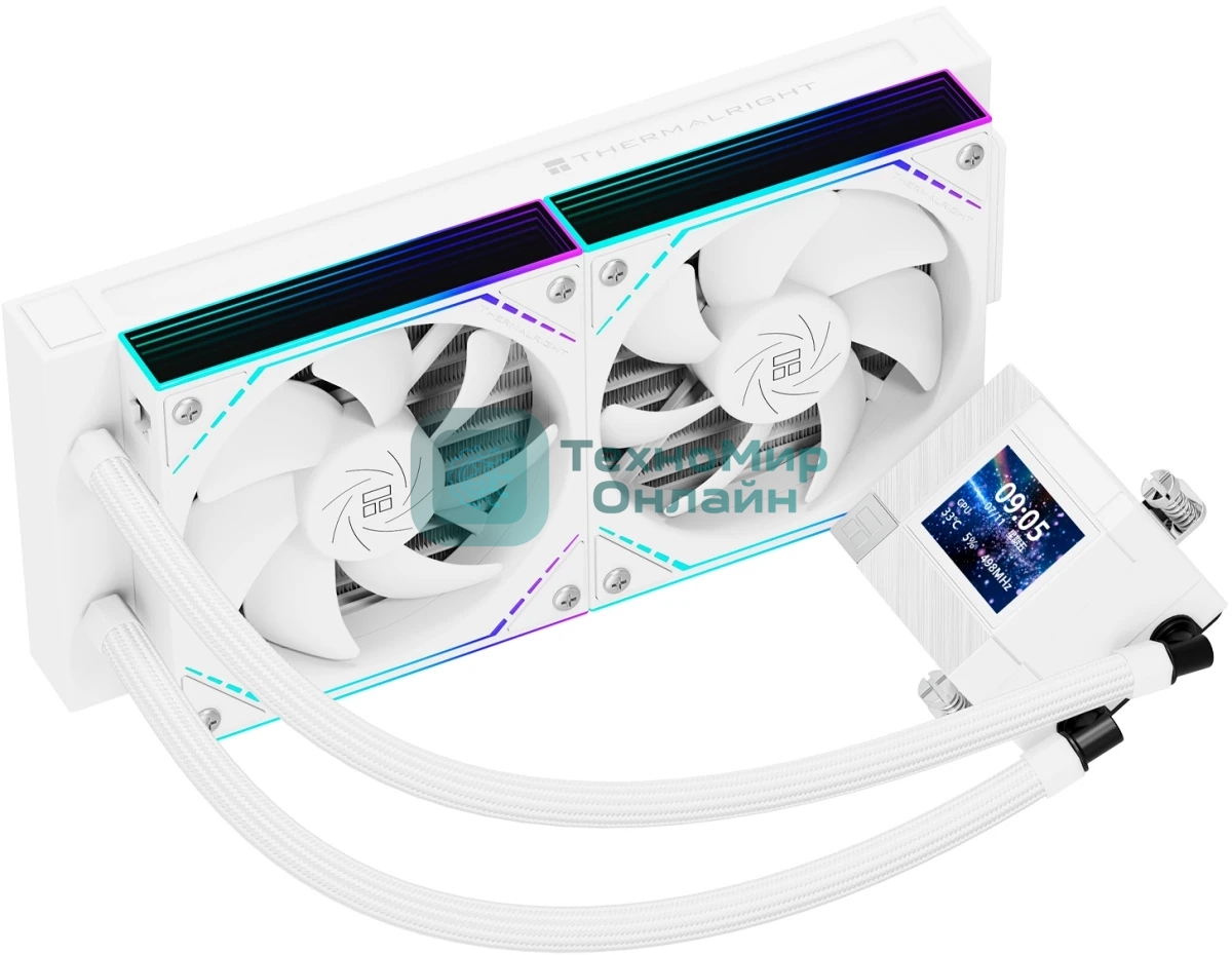 Система жидкостного охлаждения Thermalright Core Matrix 240 Vision (240мм, LED, White, ARGB/Fans: 2x120мм, 68.9CFM, 28.2dBA, 2000RPM/Pump height 64.4мм, Rad thickness 27мм/S: 1700, 1200, 1851, 115X, AM5, AM4)
