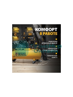 Компрессор воздушный Denzel рем. привод BCW3000-T/100, 3,0 кВт, 100 литров, 520 л/мин