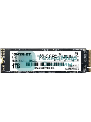 Накопитель SSD Patriot P320, 1Tb, PCIe 3.0 x4, M.2 2280, NVMe, R/W 3000/2200
