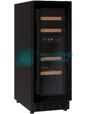 Винный шкаф LEX LWD3017BL черный, 52 л, 2 отсека, 17 бут.