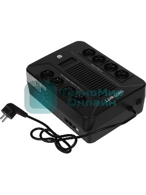 Источник бесперебойного питания SMARTWATT UPS SAFE PRO LCD 800 черный 800/480 ВА/Вт, напольный/настенный, линейно-интерактивный, LCD дисплей, Shuko CEE7/4 - 8 шт. (4 шт. с резервным питанием, 4 шт. - сетевой фильтр)