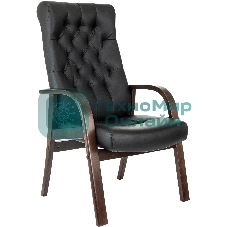 Кресло офисное Бюрократ T-9928WALNUT-CF черный, кожа, на ножках, дерево