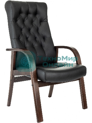 Кресло офисное Бюрократ T-9928WALNUT-CF черный, кожа, на ножках, дерево