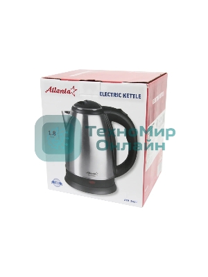 Чайник электрический Atlanta ATH-2431 1,8л, 1500Вт черный\серебристый
