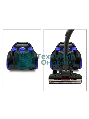 Пылесос Ginzzu VS437 черный/синий, 420/2400 Вт, уборка сухая, пылесборник контейнер 2,5 л