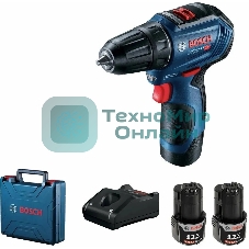 Дрель-шуруповерт Bosch GSR 12V-30, 12 В, 2 Ач, 30 Нм, бесщеточный
