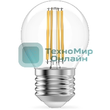 Лампа филам. Gauss Filament 12Вт цок.:E27 шар св.свеч.бел.теп. (упак.:10шт) (52212)