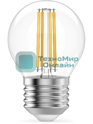 Лампа филам. Gauss Filament 12Вт цок.:E27 шар св.свеч.бел.теп. (упак.:10шт) (52212)