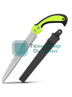 Садовая пила с ножнами Deli DL580927 270мм, сталь 65Mn, шаг зубьев 7TPI, обрезиненая ручка, шлифовка зубов с 3-х сторон, двухрядное распределение кромок