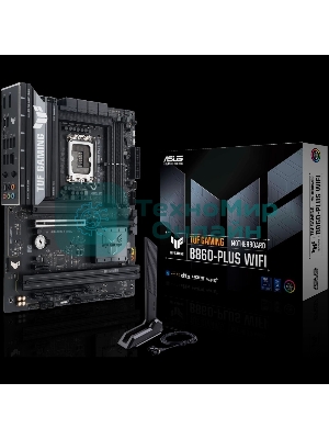 Материнская плата ASUS TUF GAMING B860-PLUS WIFI, LGA 1851, Intel B860, 4xDDR5, 4xSATA, 3xM.2, 1xPCIe 5.0 x16, 1xPCIe 4.0 x16, 1xDP, 1xHDMI, 1x 2.5Gb LAN, 1xUSB 20Gbps, 2xUSB 10Gbps, 3xUSB 5Gbps, 2xUSB 2.0, 5x3.5 мм, 7.1, ATX