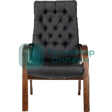 Кресло офисное Бюрократ T-9928WALNUT-CF черный, кожа, на ножках, дерево