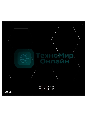 Варочная панель Monsher MHI 6101, индукция, High-Tech, 59 см, 9 уровней мощности, блокировка управления, автоматическое отключение, таймер, Booster, сенсорное управление, черный