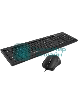 Комплект клавиатура+мышь Oklick 600M проводной, USB, 1200 DPI, чёрный