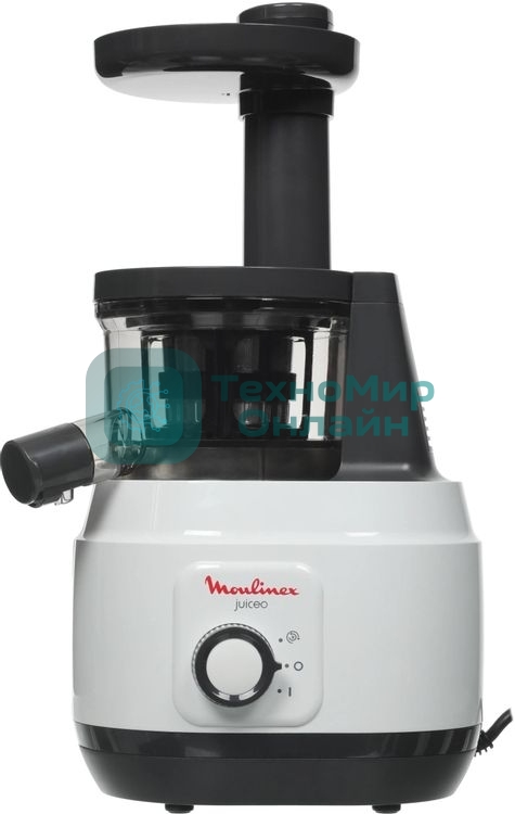 Соковыжималка Moulinex ZU150110 белый/черный, шнековая вертикальная, 150 Вт, 800 мл, электронное, реверс
