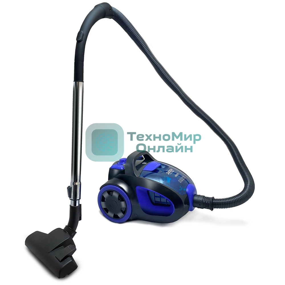 Пылесос Ginzzu VS437 черный/синий, 420/2400 Вт, уборка сухая, пылесборник контейнер 2,5 л