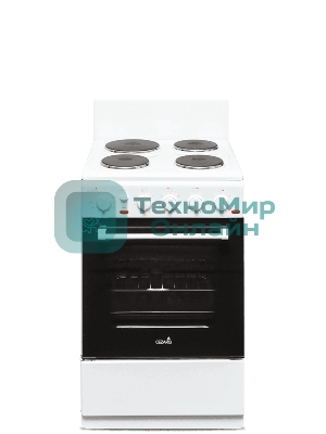 Плита электрическая Cezaris ПЭ Н Д 1200-02 белый, конфорок 4 шт, духовка 43 л, 50 см x 85 см x 50 см