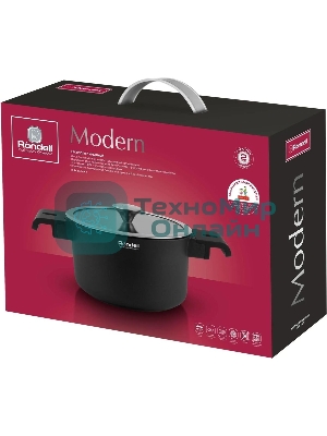 Кастрюля Rondell Modern RDA-1727, 4.4л, 24см, с крышкой, черный