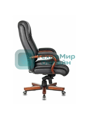 Кресло Бюрократ T-9925WALNUT/BLACK черный, кожа