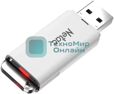 Флешка USB Netac U185 (NT03U185N-256G-32WH), 256Gb, USB 3.2 Gen1, R/W 100/25, белый/серый