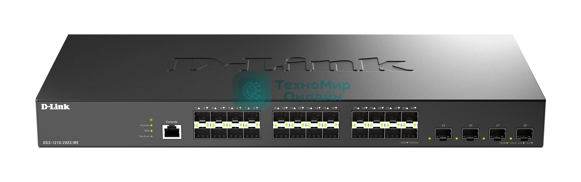 Коммутатор D-Link DGS-1210-28XS/ME/C1A, 24×1 Гбит/с SFP + 4×10 Гбит/с SFP+, управляемый
