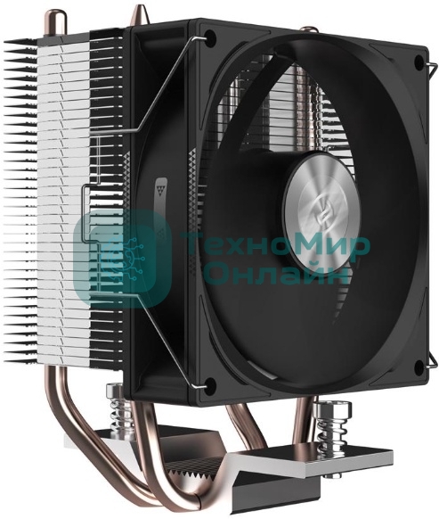 Кулер для процессора PCCooler R200 S115X/1200/1700/AM4/AM5 (TDP 110W, 90мм Non LED Fan, 2 тепловые трубки 6мм, 2200RPM, 28,3dBa)