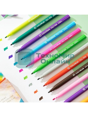 Фломастеры Deli EC10010 ColoRun, вентилируемый колпачок, 18 цветов, коробка с европодвесом