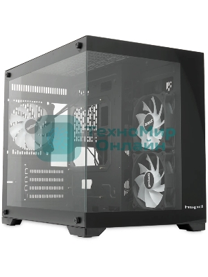 Компьютерный корпус HSPD F330, Panoramic Mini-tower, черный, TG, 0.5 SPCC, 3x120мм ARGB mATX, mITX 160/400/200мм 1x2.5