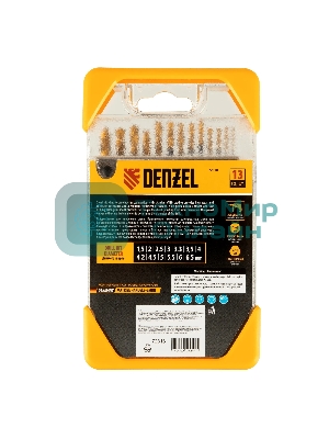 Набор сверл по металлу Denzel 1,5-6,5 мм, HSS-Tin, Golden Tip, 13 шт
