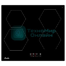 Варочная панель Monsher MHI 6101, индукция, High-Tech, 59 см, 9 уровней мощности, блокировка управления, автоматическое отключение, таймер, Booster, сенсорное управление, черный