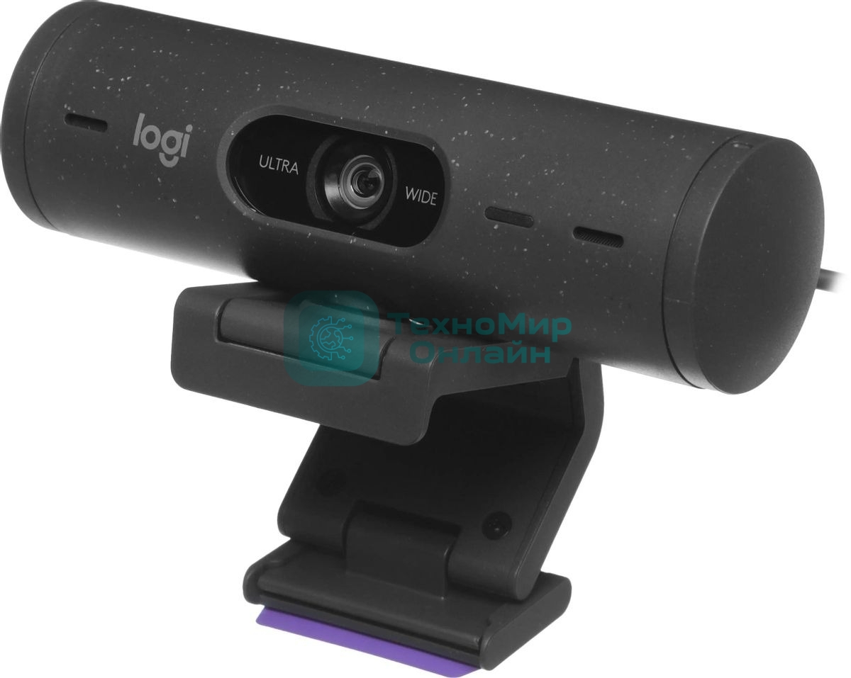 Веб-камера Logitech Brio 500 1920x1080, 30 кадр/с, USB Type-C, микрофон (2 шт, шумоподавление), автоматическая фокусировка, автоосвещение, универсальное крепление