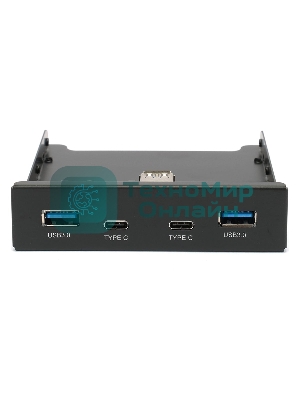 Планка на переднюю панель Gembird FP3.5-USB3-2A2C, USB, 2xUSB-A 3.0 + 2xType-C, 3.5