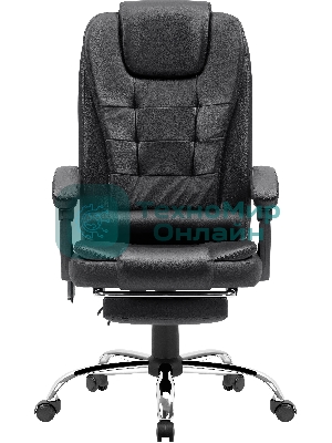 Кресло Defender CARDINAL черный, экокожа, 120 кг, подставка для ног, механизм качания