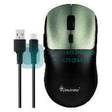 Мышь игровая беспроводная Dual BT+USB с зарядкой Smartbuy X7 черно-зеленая (SBM777DGG) /40.  