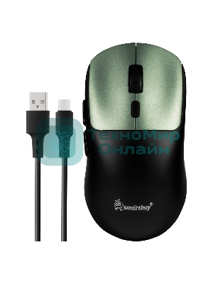 Мышь игровая беспроводная Dual BT+USB с зарядкой Smartbuy X7 черно-зеленая (SBM777DGG) /40.  