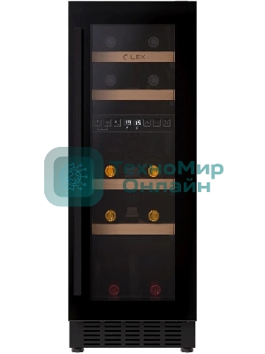 Винный шкаф LEX LWD3017BL черный, 52 л, 2 отсека, 17 бут.
