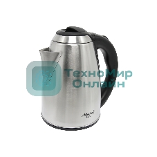 Чайник электрический Atlanta ATH-2434 черный, нержавейка Металл, 1.8 л, 1500 Вт, коричн/стальной, автомат откл, защита от перегрева без воды