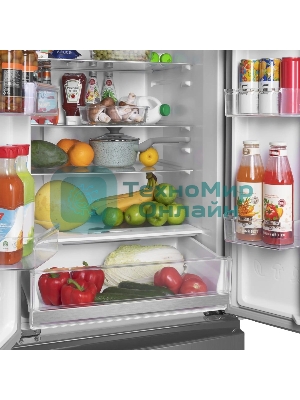 Холодильник Maunfeld MFF180NFSE01 нержавеющая сталь трехкамерный 224/113л морозилка снизу, No Frost