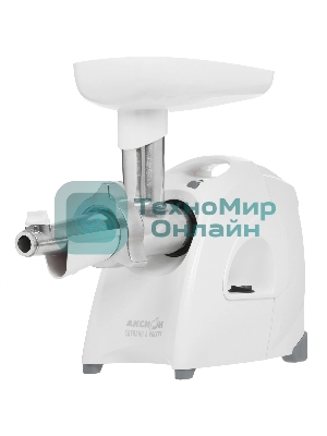 Мясорубка электрическая Аксион М641.02 белый, 2000 Вт, 3 кг/мин, реверс, защита от перегрузки, насадки - 6