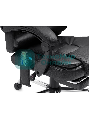 Кресло Defender CARDINAL черный, экокожа, 120 кг, подставка для ног, механизм качания