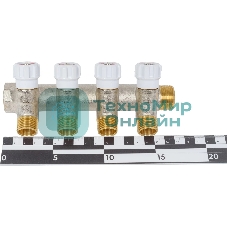 Коллектор 3/4' х 4 выхода 1/2' НР с вентилями